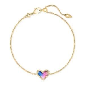 Kendra Scott Ari Heart Gold Chain Bracelet in Watercolor‎ Illusion